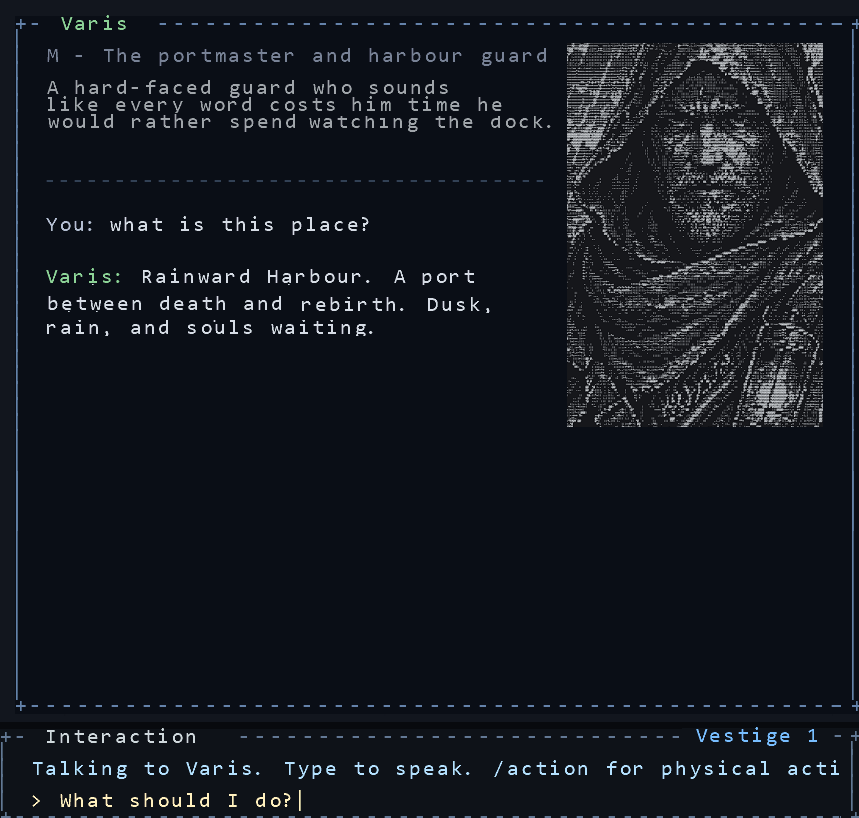 Character conversation interface